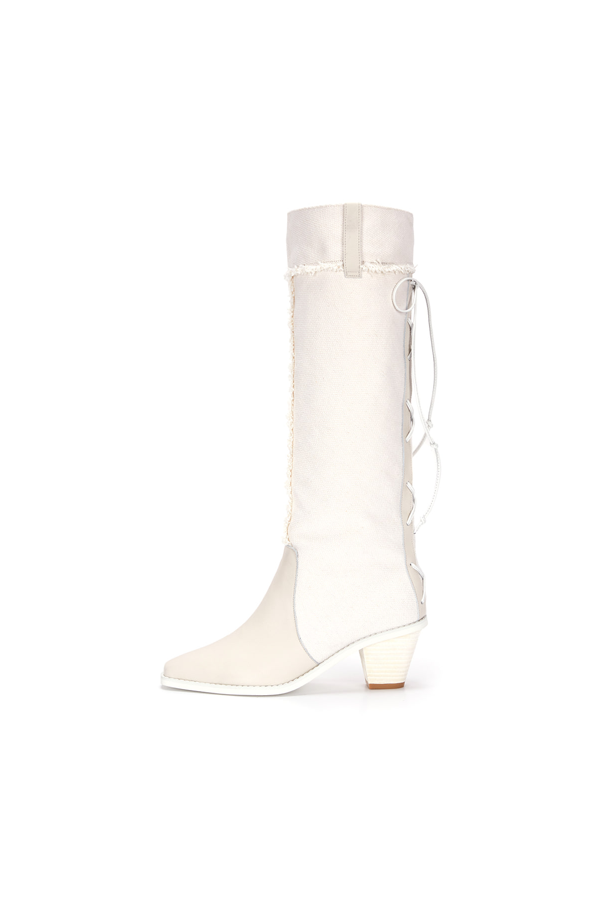 BACK RACE UP BOOTS IN WHITE