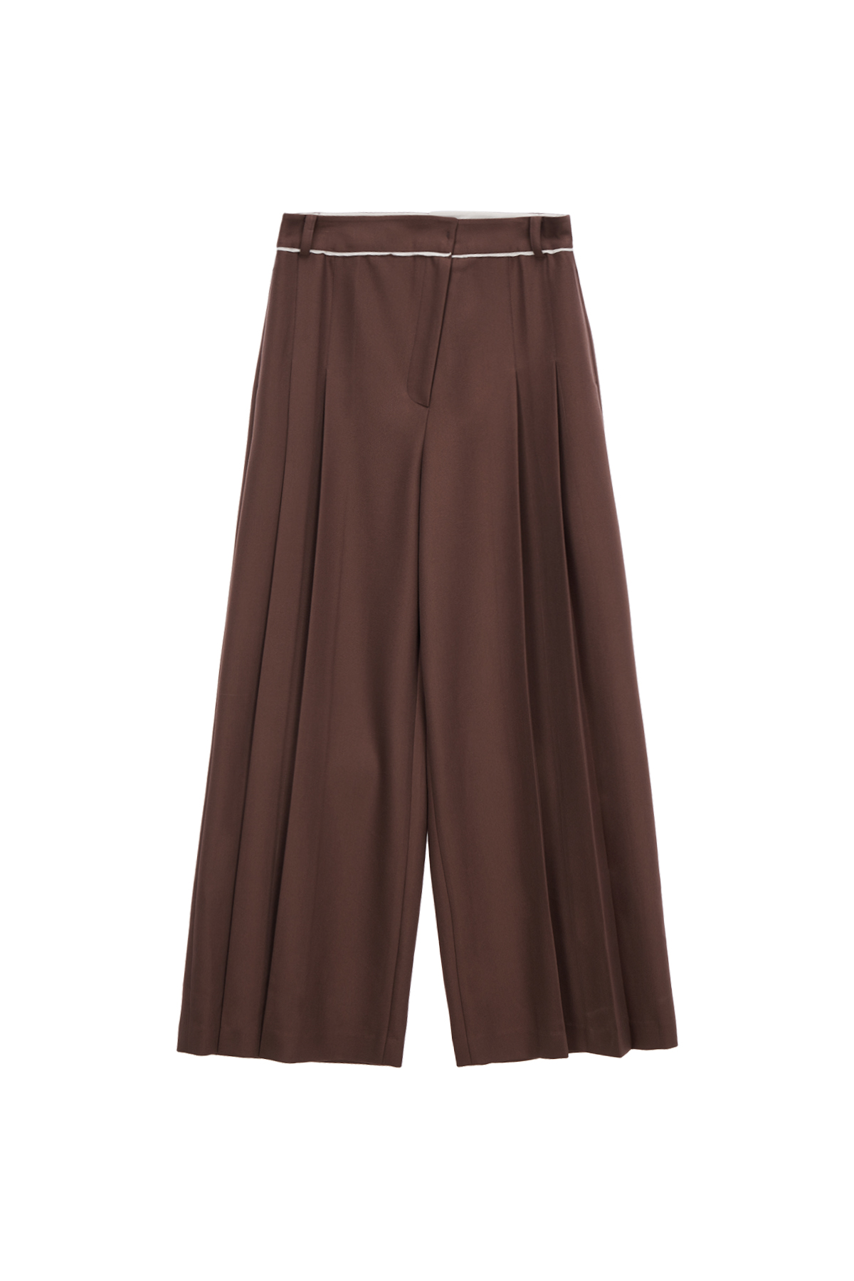 TWO TUCK CURTAIN TROUSER IN BROWN