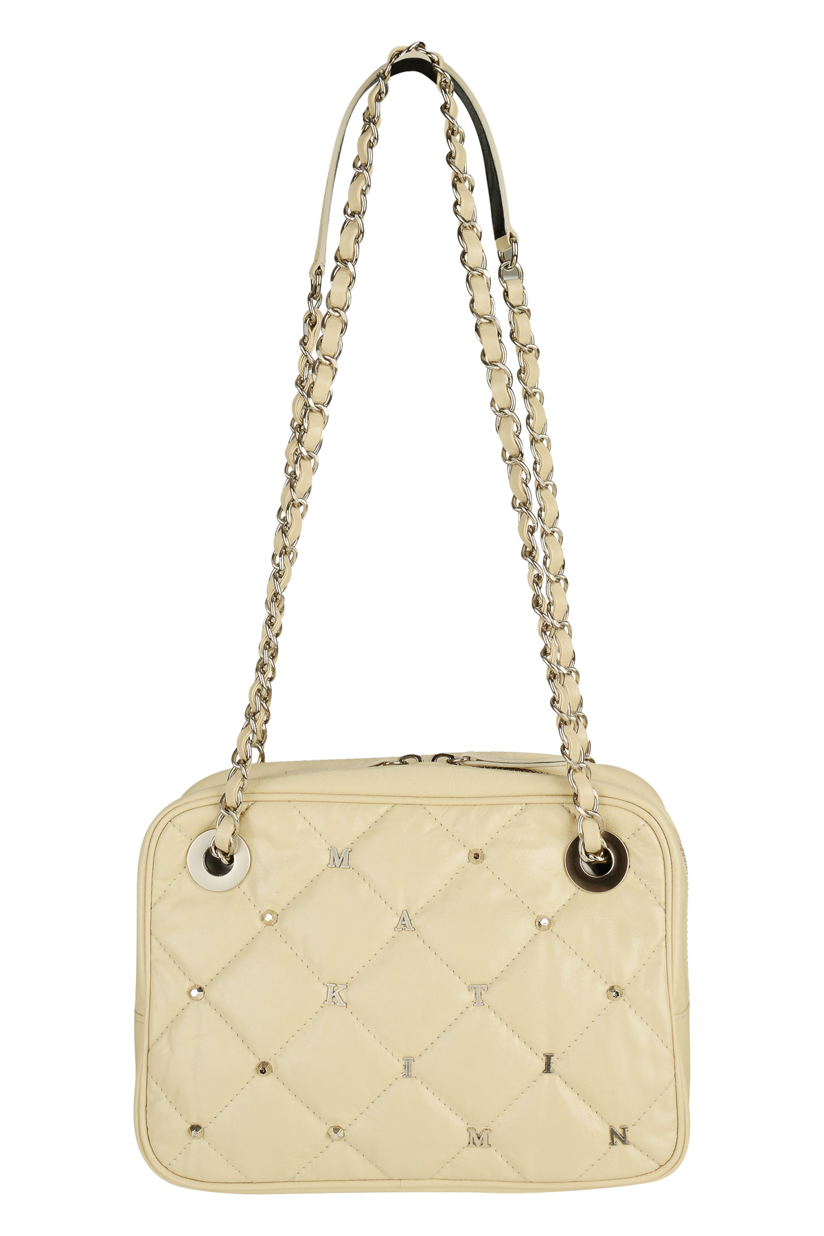 STUD MIDDLE QUILTING BAG IN IVORY