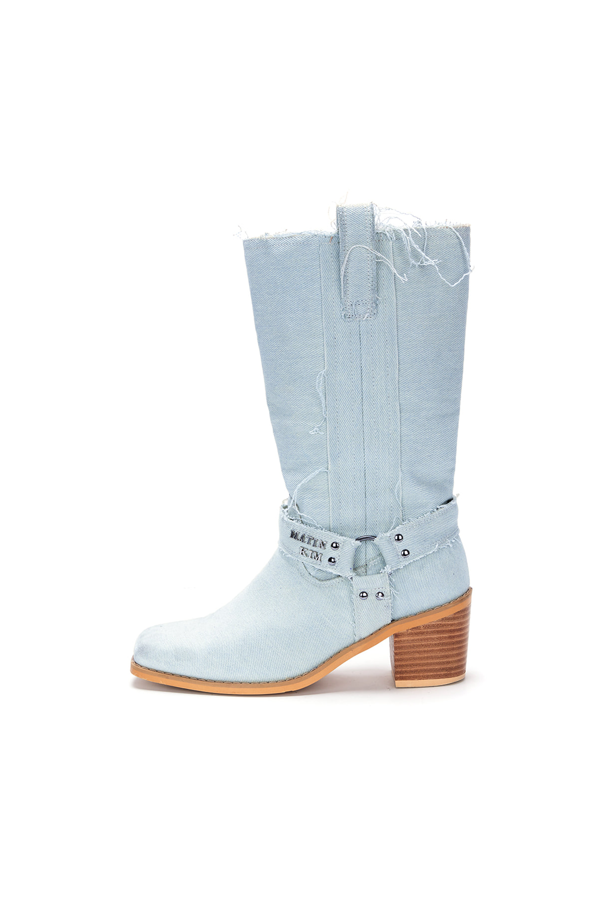 FABRIC MIX WESTERN BOOTS IN SKY