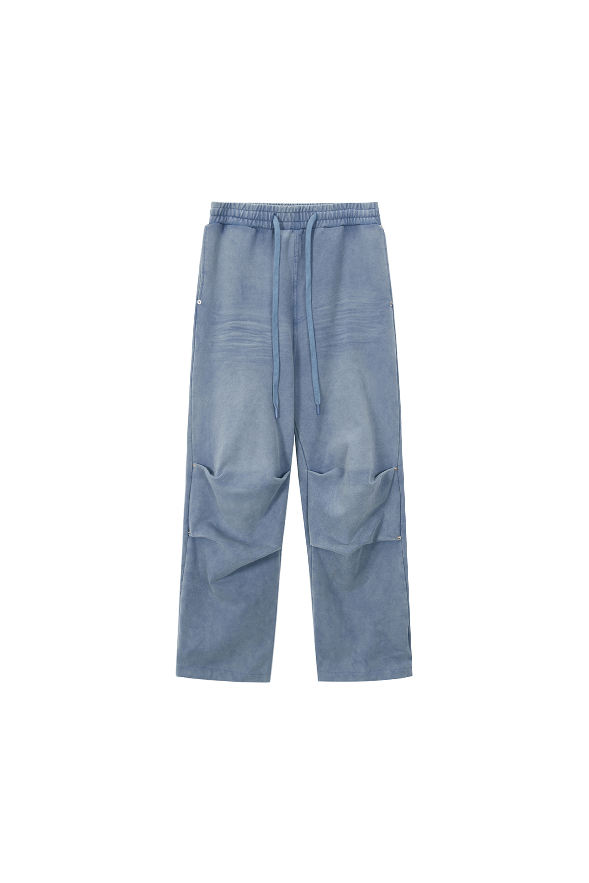 BRUSH WASHED TUCK SWEATPANTS IN BLUE