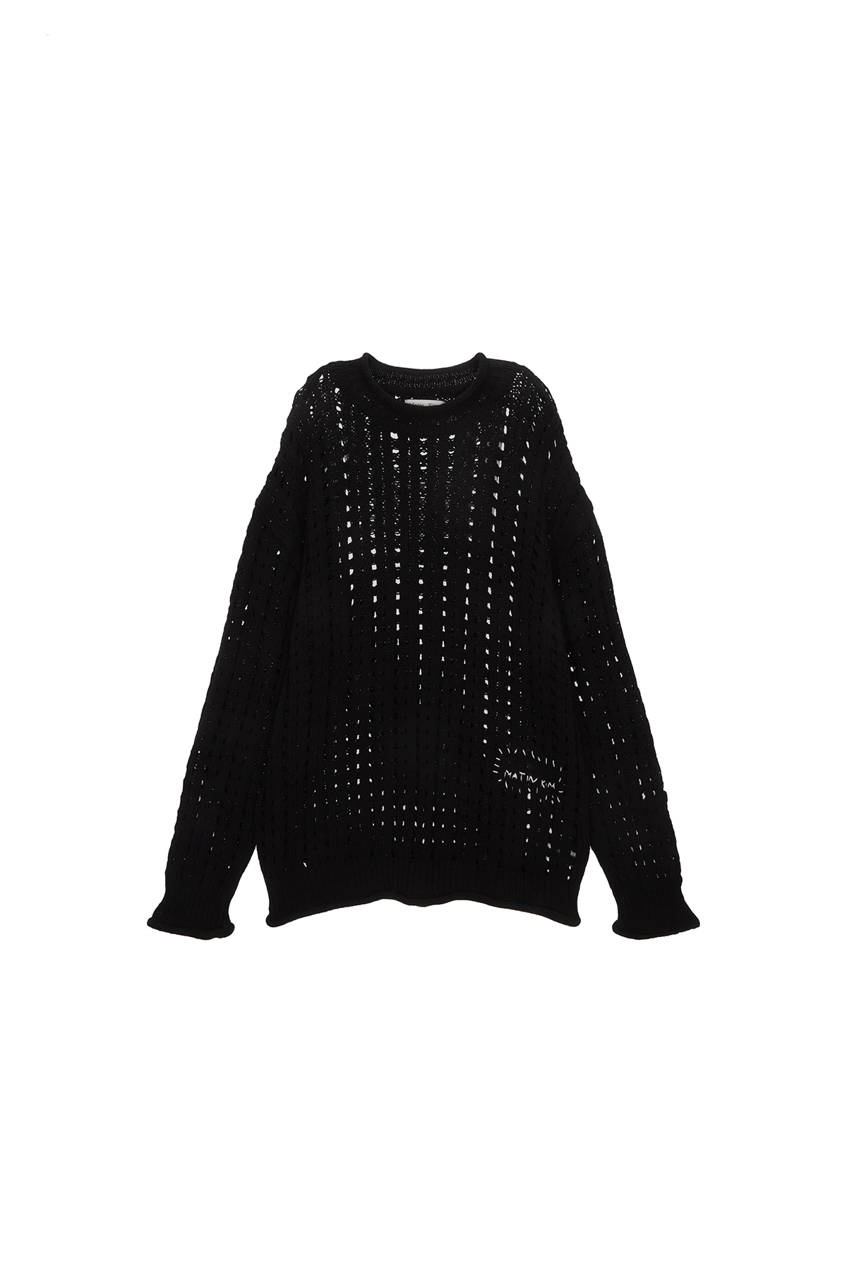 HAND KNITTED CROCHET PULLOVER IN BLACK
