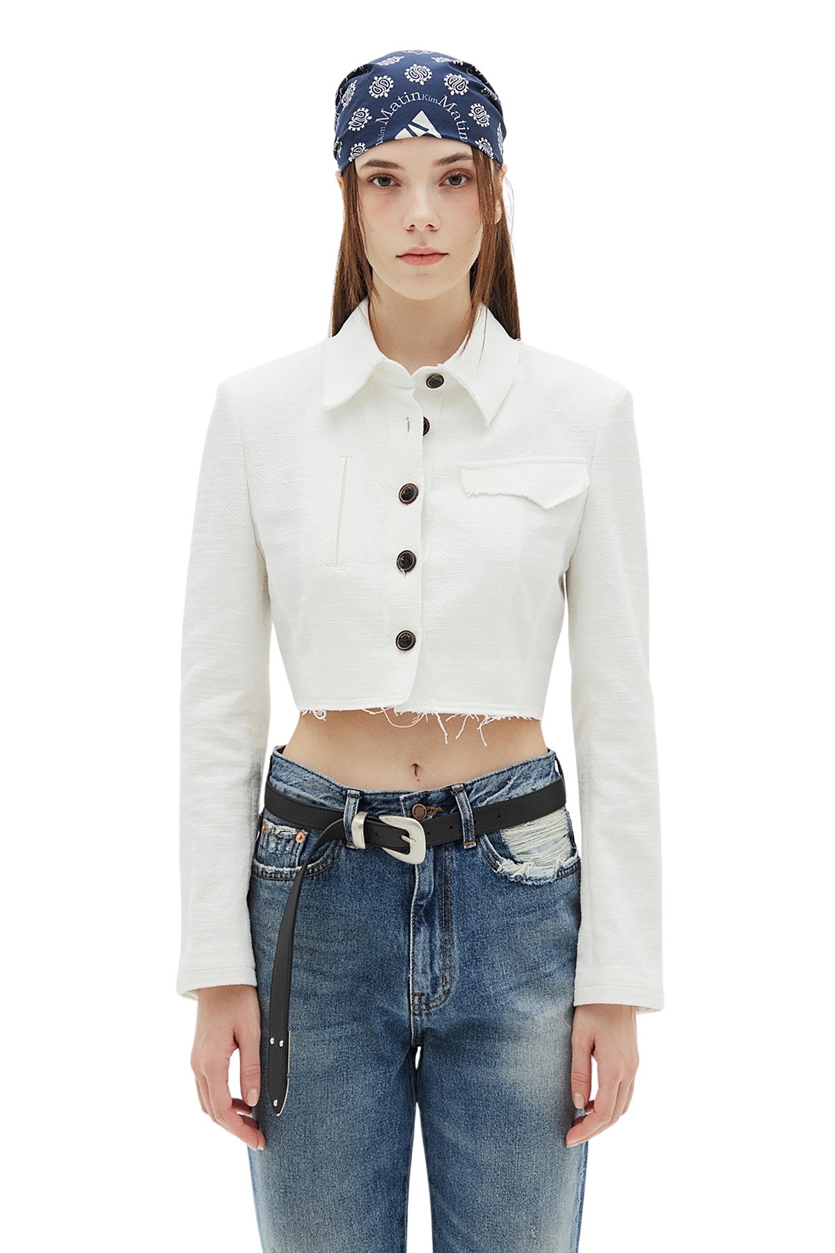 CLASSIC CROP JACKET IN WHITE
