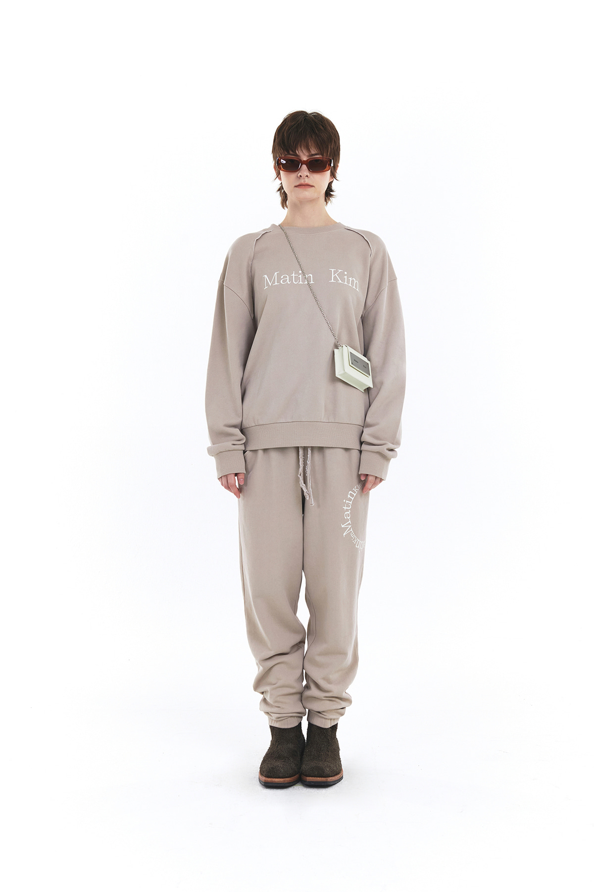 MATIN SOLID LOGO JOGGER PANTS IN BEIGE
