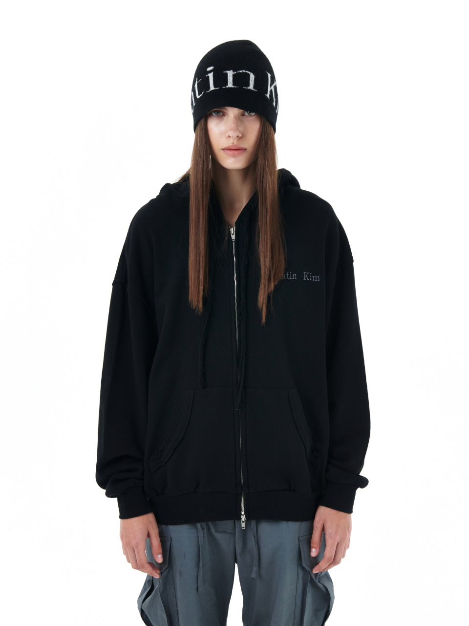 MATIN SOLID LOGO ZIP-UP IN BLACK