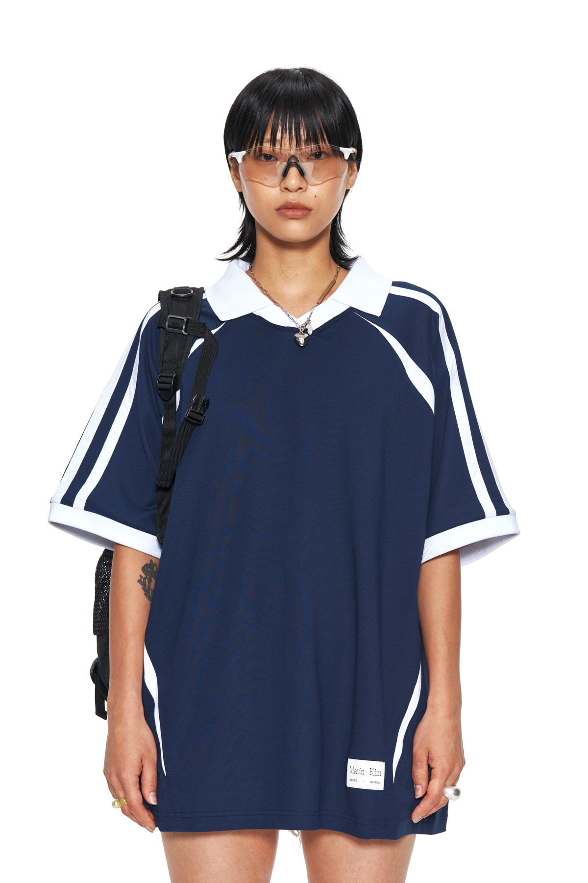 SPORTY TRACK JERSEY TOP IN NAVY - MATINKIM