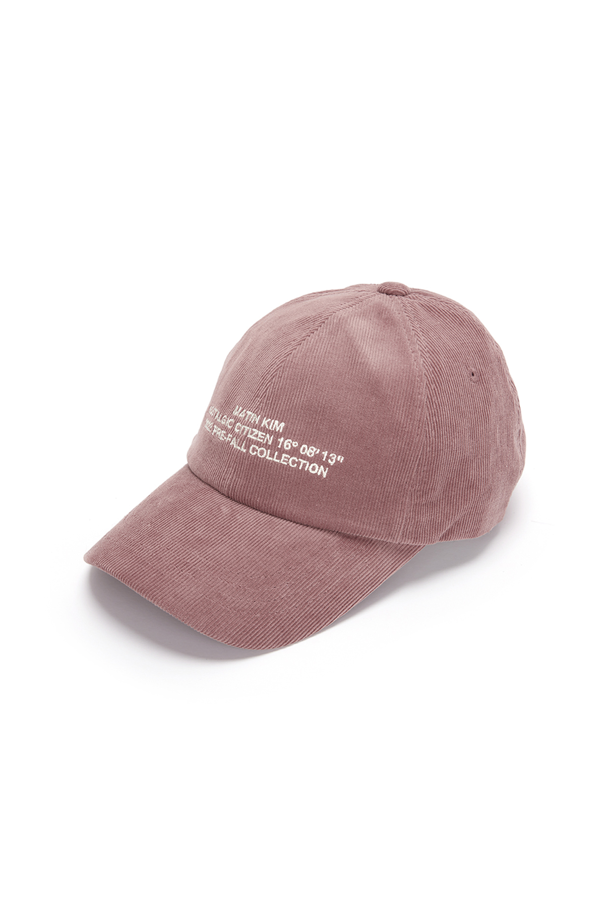 CORDUROY LETTERING BALL CAP IN INDIAN PINK